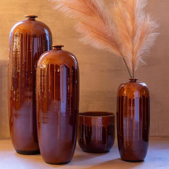 J-Line - Vase en Terre Cuite "Lee Terra" 55cm Marron & Orange - Image 5