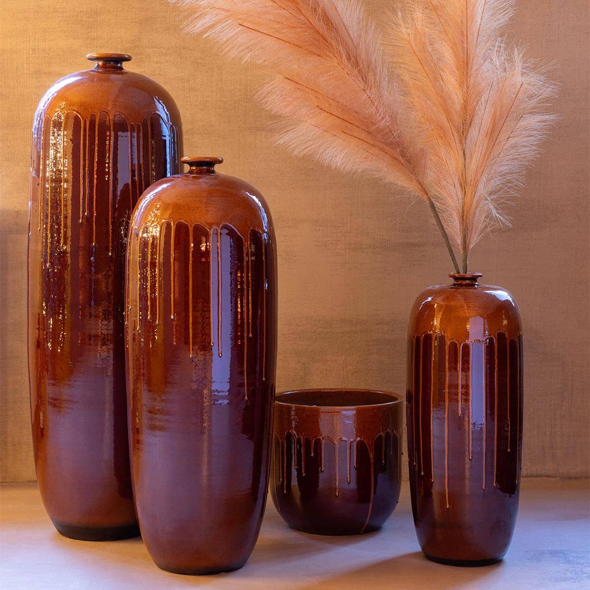 J-Line - Vase en Terre Cuite "Lee Terra" 55cm Marron & Orange - Image 5