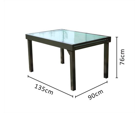 Table de jardin extensible en aluminium grise BRESCIA - Image 5