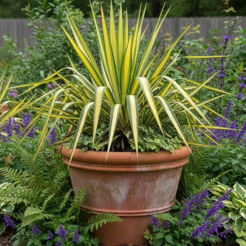 Yucca filamenteux Color Guard à fleurs Blanche - feuillage Persistant - Pot de 3L - 20/40 cm-  hauteur à maturité De 0,50 m à 1,00 m - Image 4
