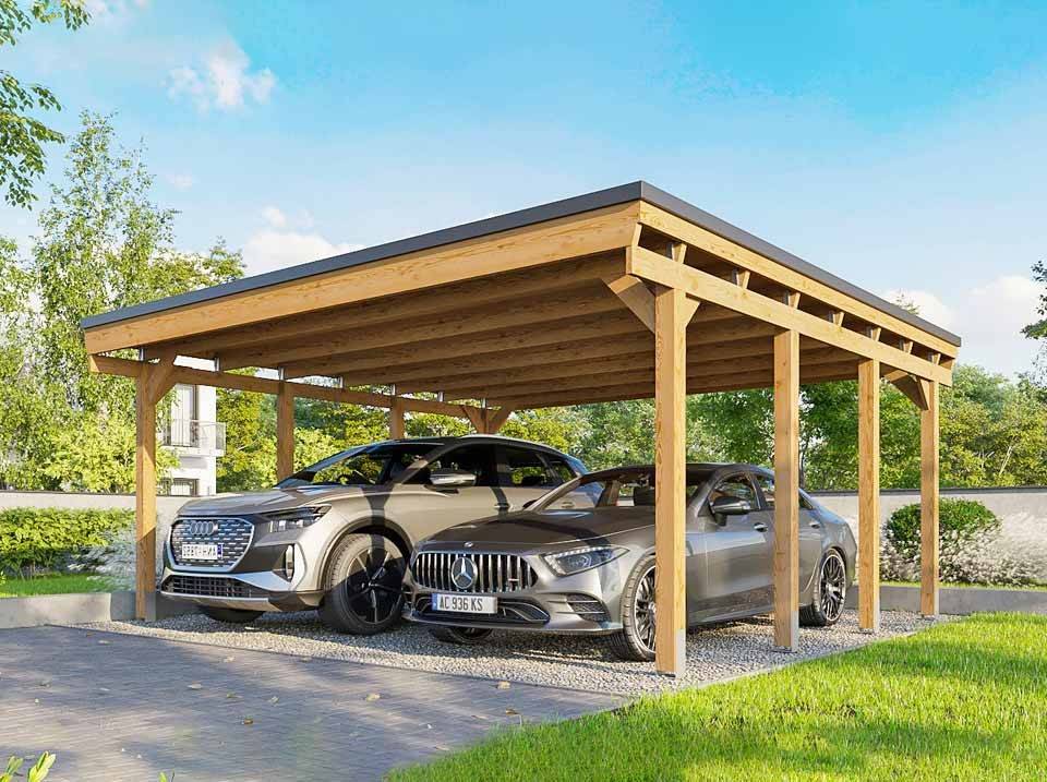 Carport Bois 2 Voitures 558x555cm - Imagen 1