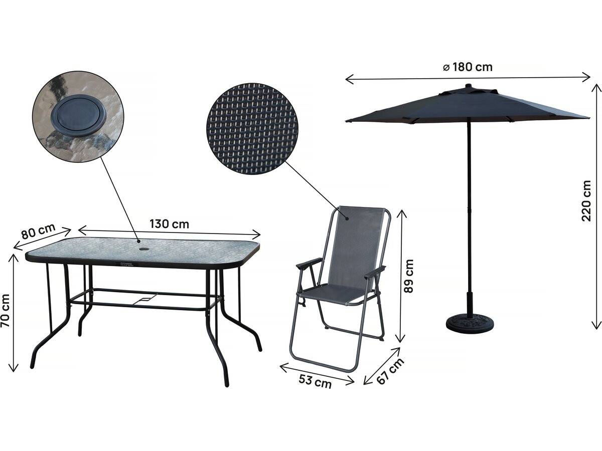 Table Et Chaises De Jardin Avec Parasol En Métal "convivia" - 6 Places - Gris Anthracite -habitat Et Jardin - Image 3