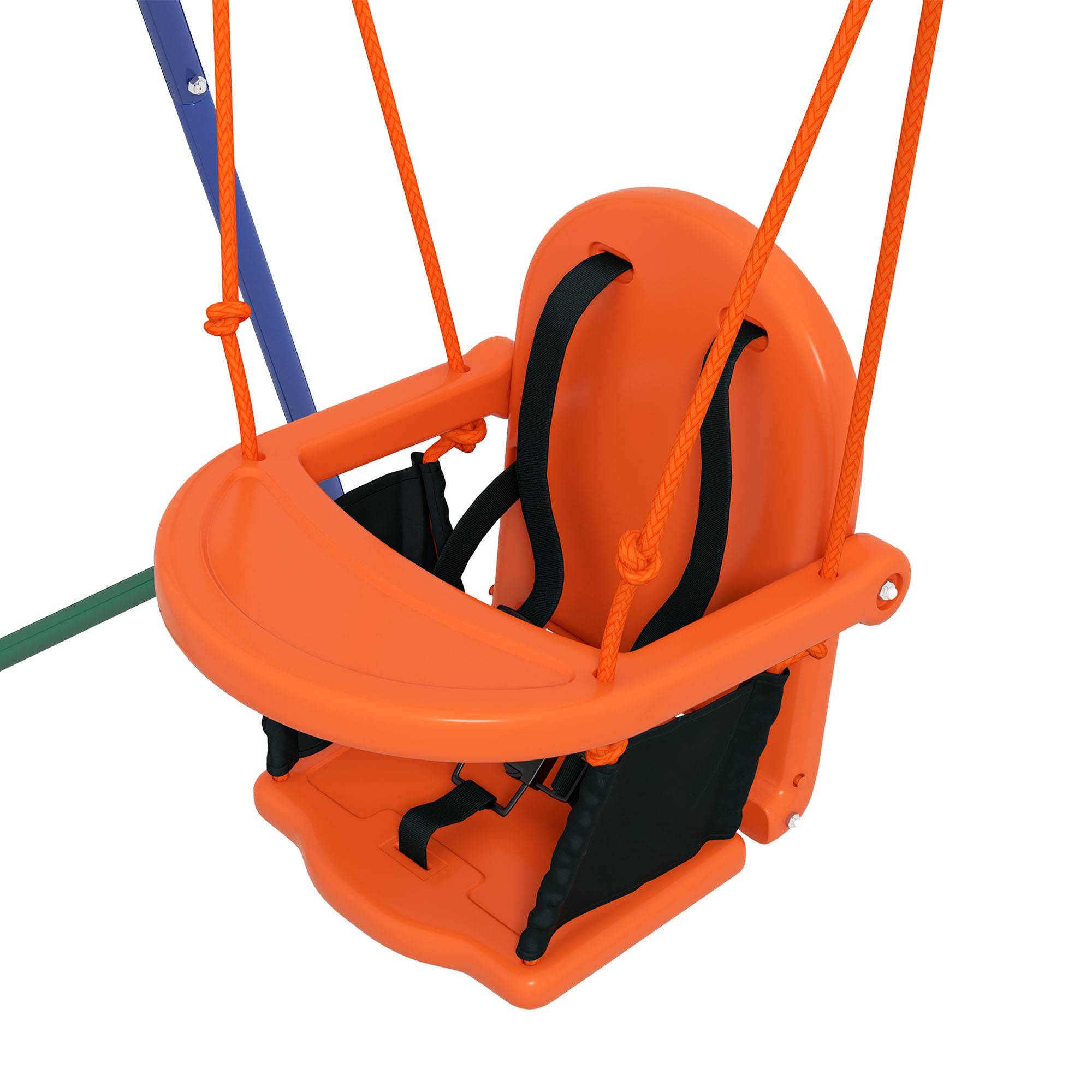 Balançoire enfant et bébé avec siège enfant, siège bébé et ceinture sécurité, 180×160×182 cm, orange, adapté aux petits - Image 8