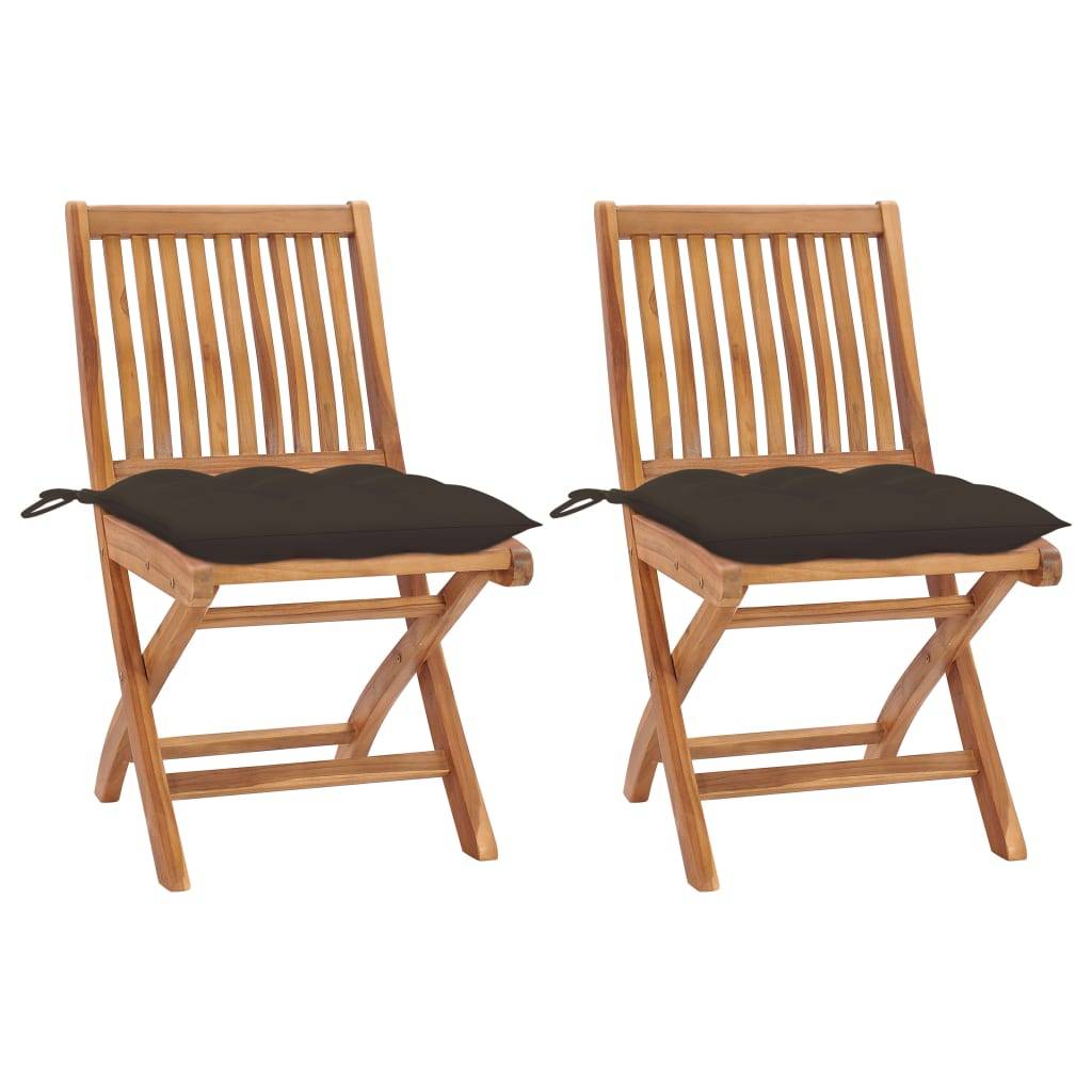 Chaises de jardin lot de 2 bois teck taupe 46.5 x 58 x 88 cm - PANGIVO - Image 1