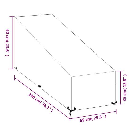 2 pcs Housses pour chaise longue - Housses de protection 12 œillets 200x65x35/60 cm PE - Image 9