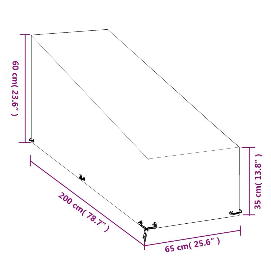 2 pcs Housses pour chaise longue - Housses de protection 12 œillets 200x65x35/60 cm PE - Image 9