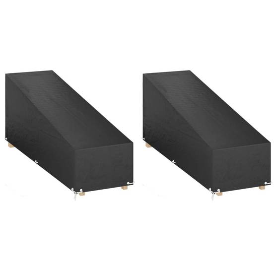 2 pcs Housses pour chaise longue - Housses de protection 12 œillets 200x65x35/60 cm PE - Image 1