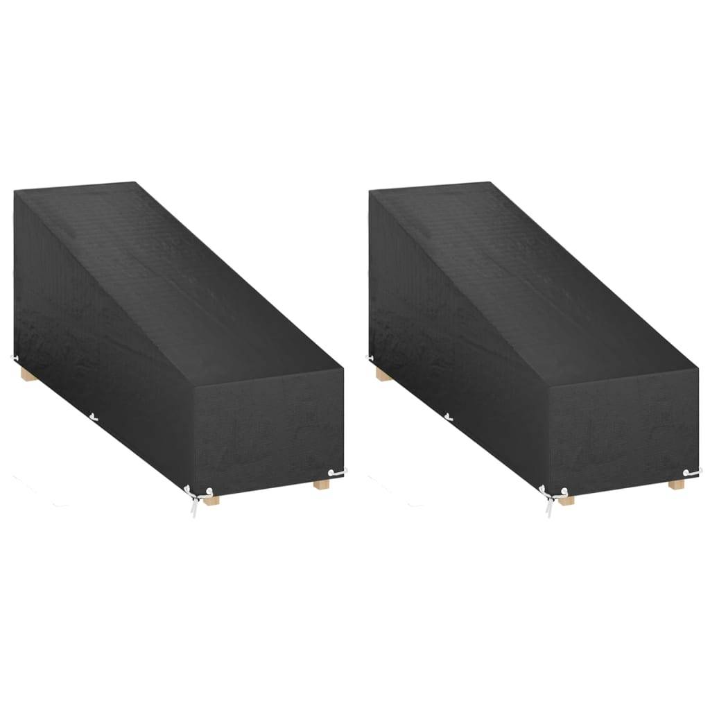 2 pcs Housses pour chaise longue - Housses de protection 12 œillets 200x65x35/60 cm PE - Image 1