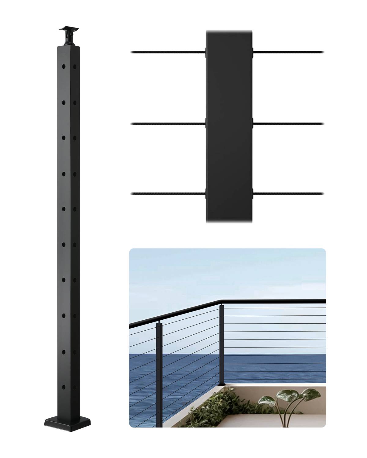 Vevor - VEVOR Poteau de Garde-corps à Câble 914 x 25,4 x 50,8 mm 1JZLGZXHS914IVCFL001V0