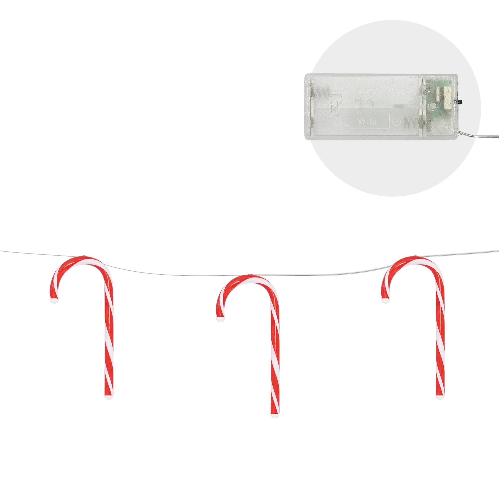 Ecd-Germany - Guirlande lumineuse cannes bonbon 7 bâtons 28 LED avec minuterie longueur 330 cm - Imagen 2