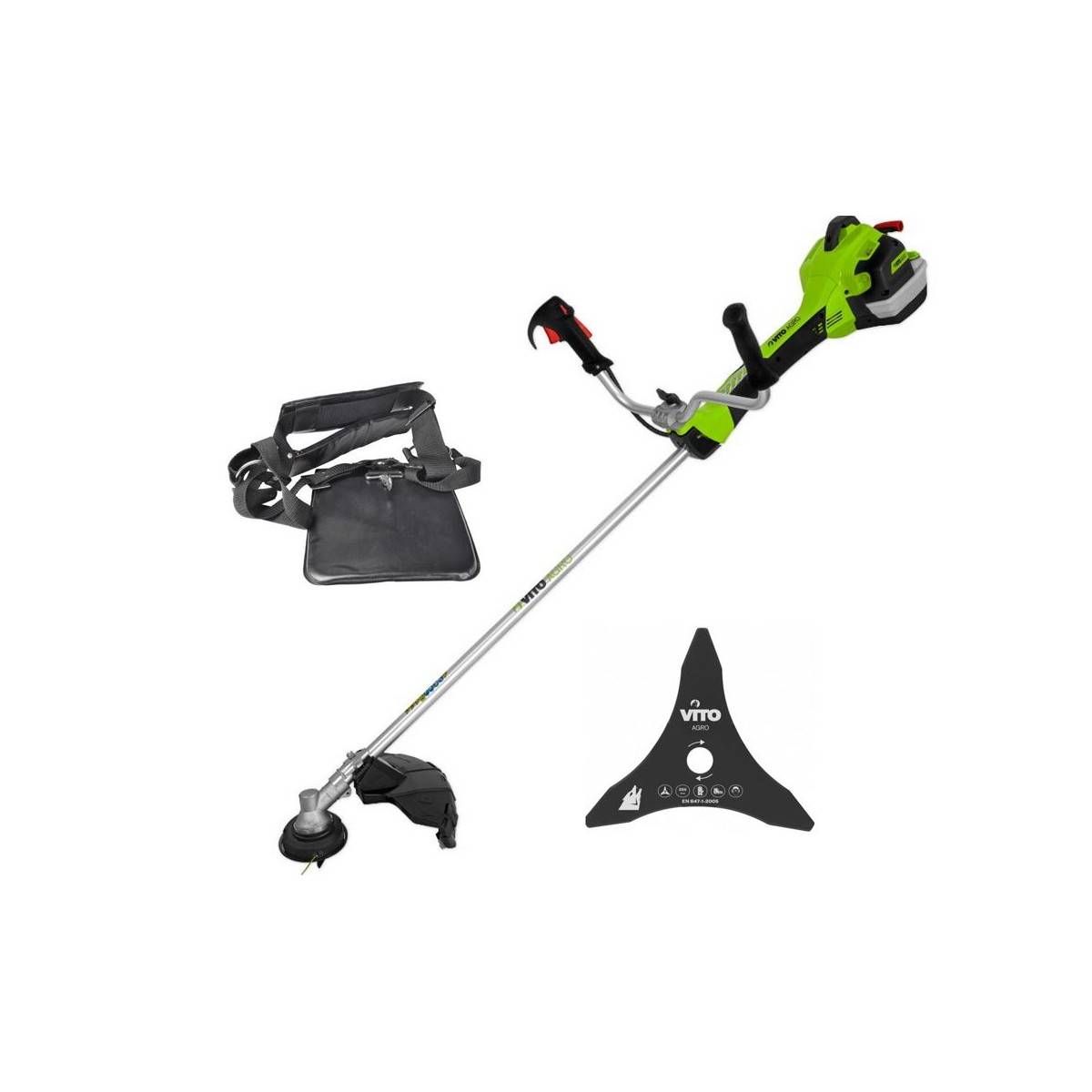 Debroussailleuse thermique 47Cm3 Moteur 2T 2.7CV + Bobine  avec fil + lame 3 dents + Harnais VITO - Image 1