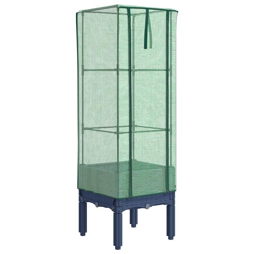 Jardinière surélevée PP bleu-gris avec housse PE 40 x 40 x 140 cm - PANGIVO - Image 2