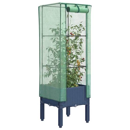 Jardinière surélevée PP bleu-gris avec housse PE 40 x 40 x 140 cm - PANGIVO - Image 1