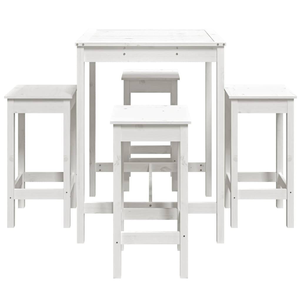 Helloshop26 - Ensemble de bar de jardin 5 pièces blanc bois massif de pin - Imagen 3