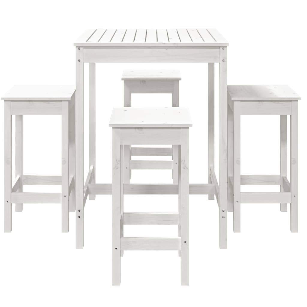 Helloshop26 - Ensemble de bar de jardin 5 pièces blanc bois massif de pin - Imagen 2