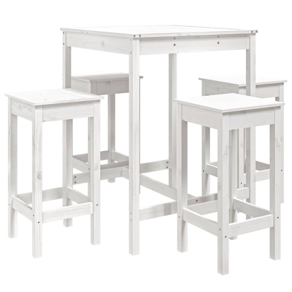 Helloshop26 - Ensemble de bar de jardin 5 pièces blanc bois massif de pin - Imagen 1