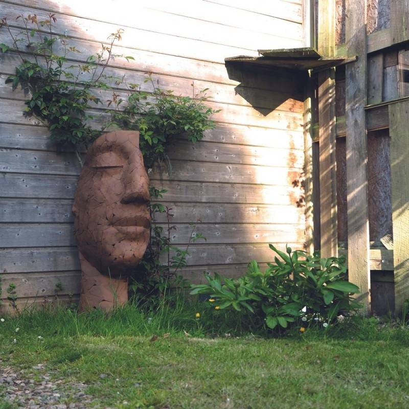 Jardinex - Statue demi-visage métal mosaïque 101 cm - Gris anthracite - Jardinex - Imagen 2