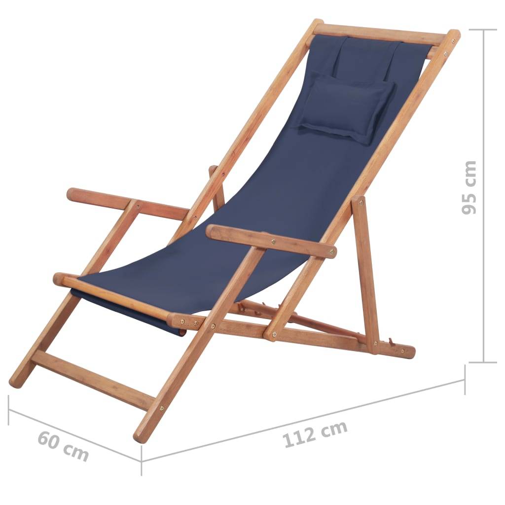 Vidaxl - Chaise pliante en tissu et structure en bois bleue vidaXL 43996 - Imagen 2
