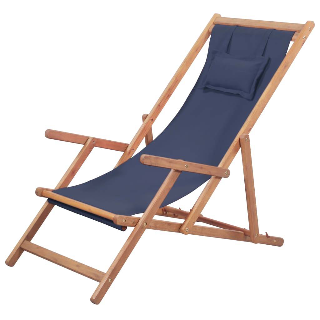 Vidaxl - Chaise pliante en tissu et structure en bois bleue vidaXL 43996 - Imagen 1