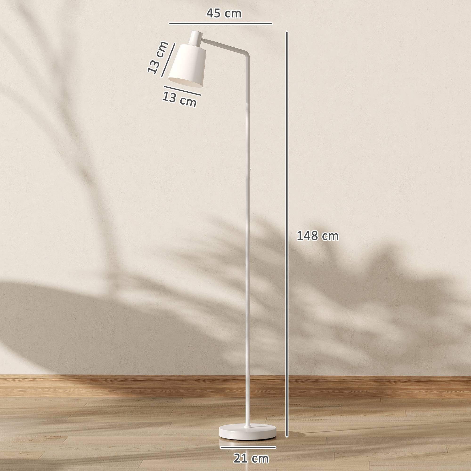 Lampadaire LED intensité modulable 3000K–6500K abat-jour orientable douille E27 blanche - Image 5