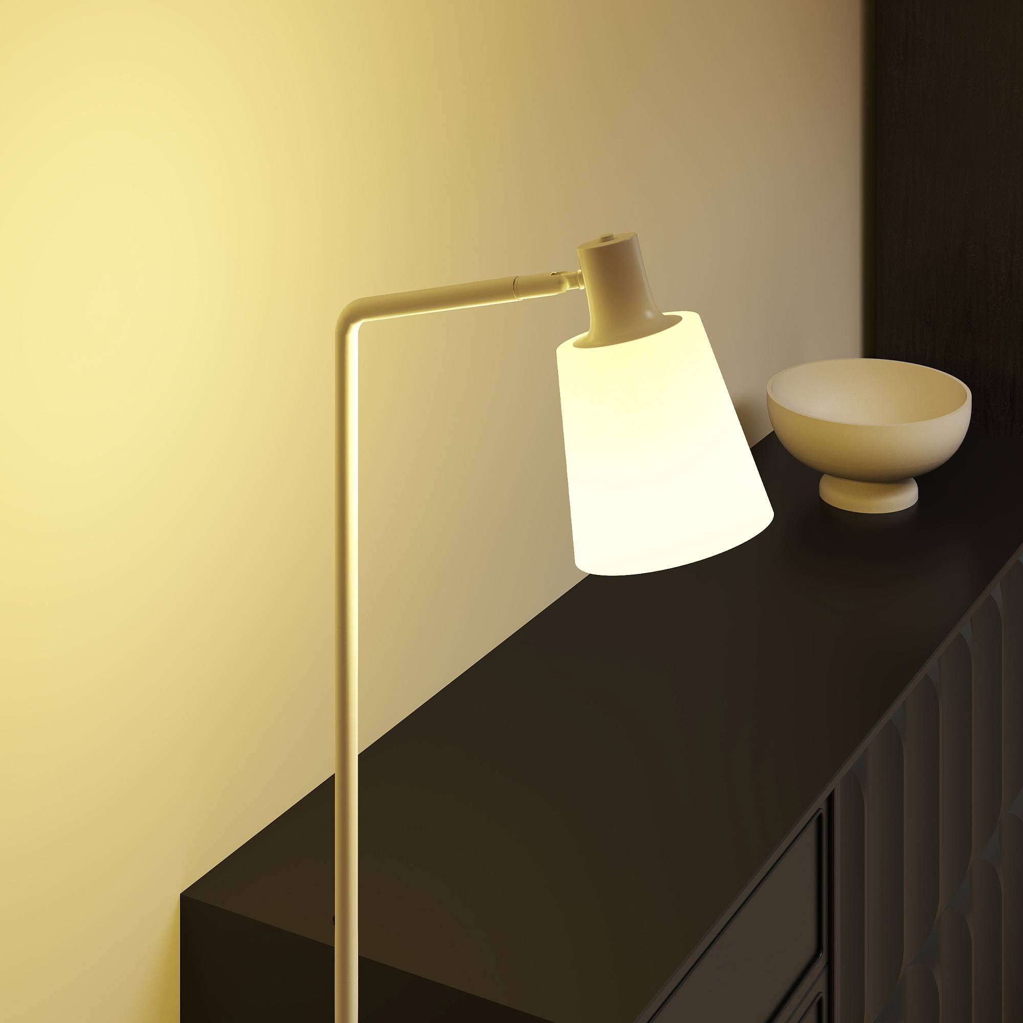 Lampadaire LED intensité modulable 3000K–6500K abat-jour orientable douille E27 blanche - Image 9
