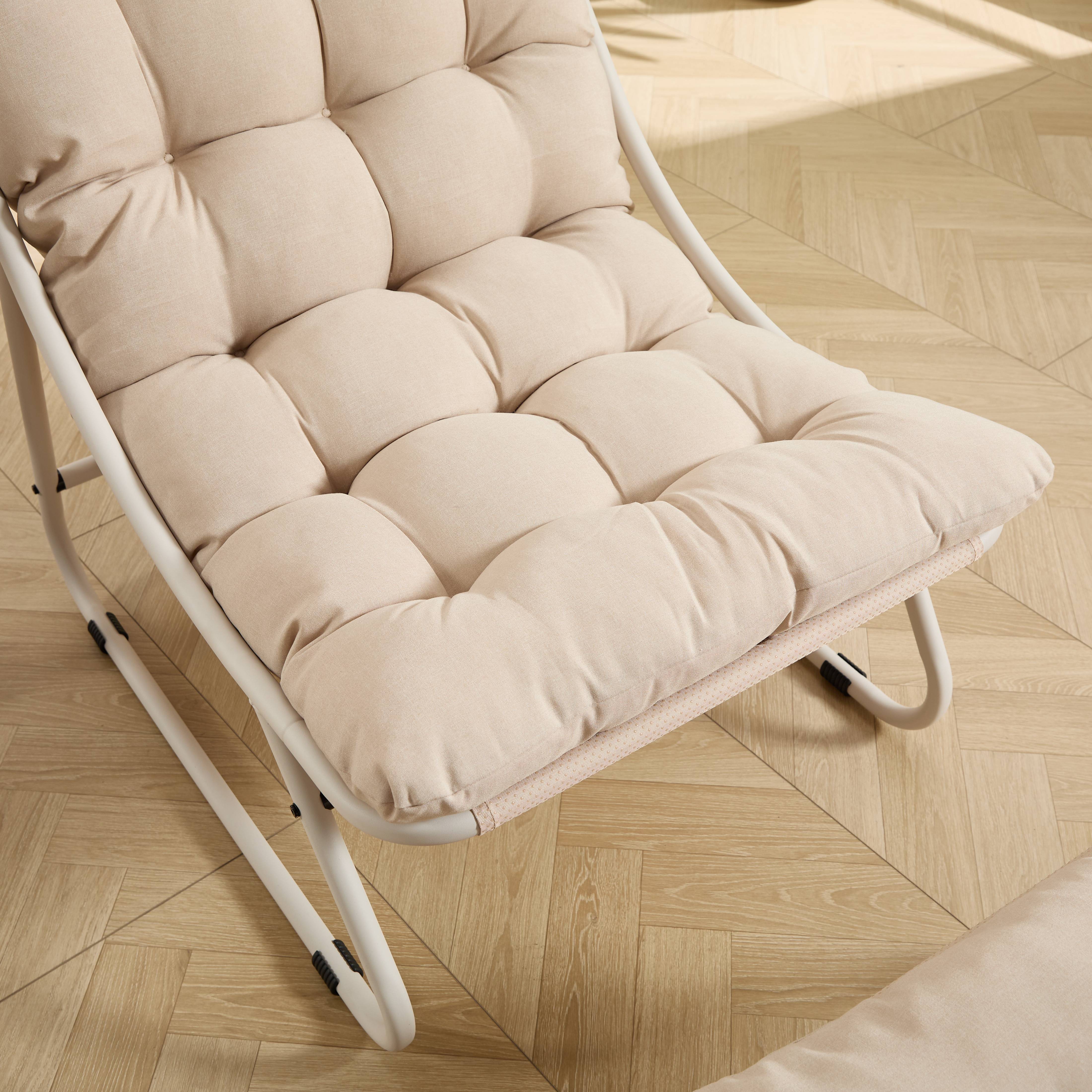 ComfortXL - Fauteuil relax lounge acier pour intérieur et extérieur avec repose-pieds beige - ComfortXL Outdoor Living - Image 6