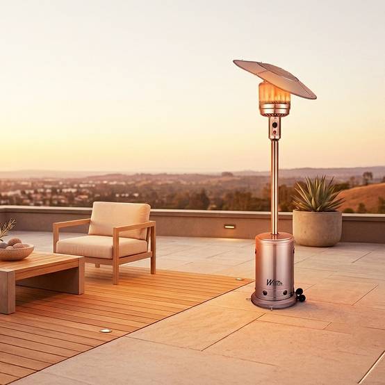 Parasol chauffant inox au gaz 15Kw avec roues et tête inclinable - Image 5