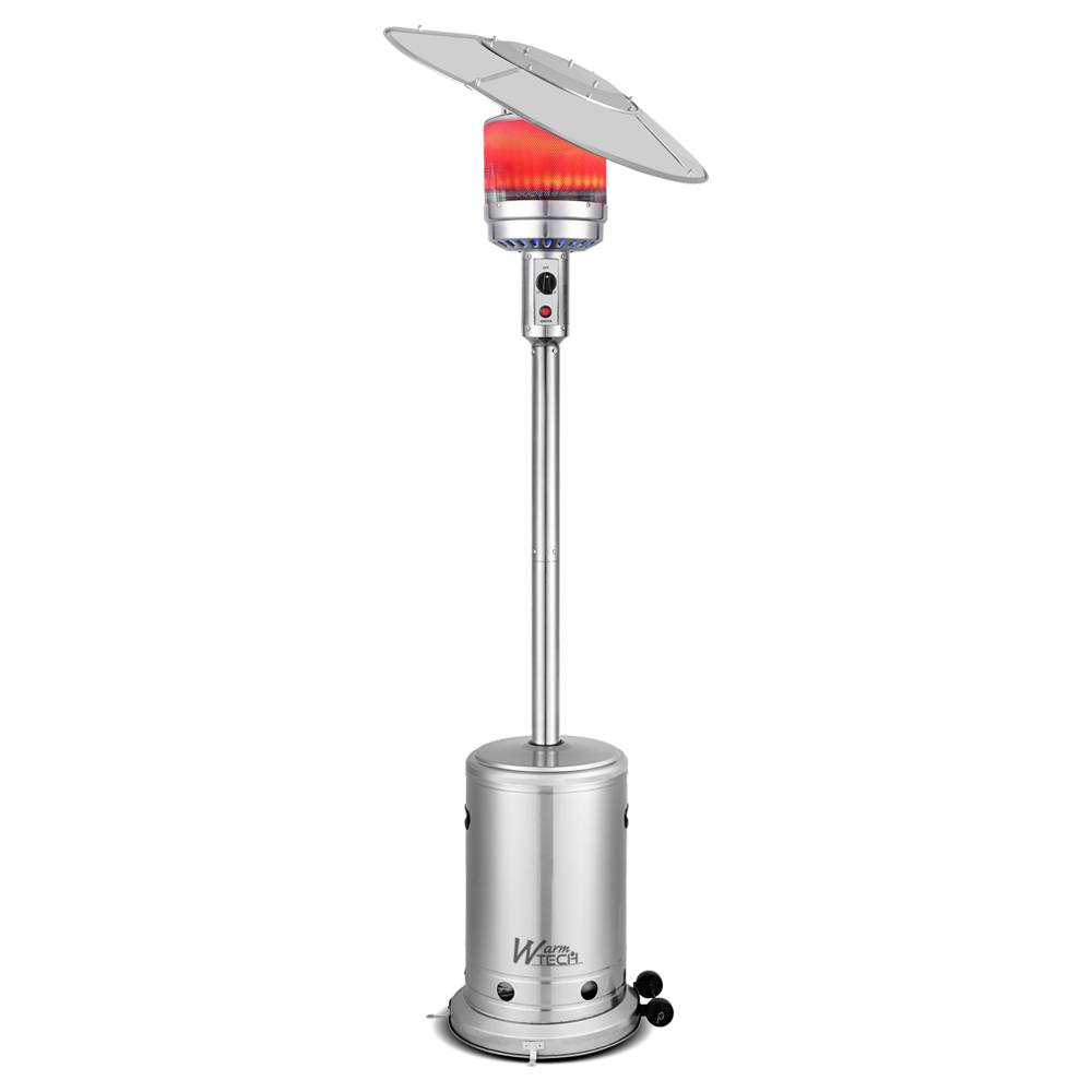 Parasol chauffant inox au gaz 15Kw avec roues et tête inclinable
