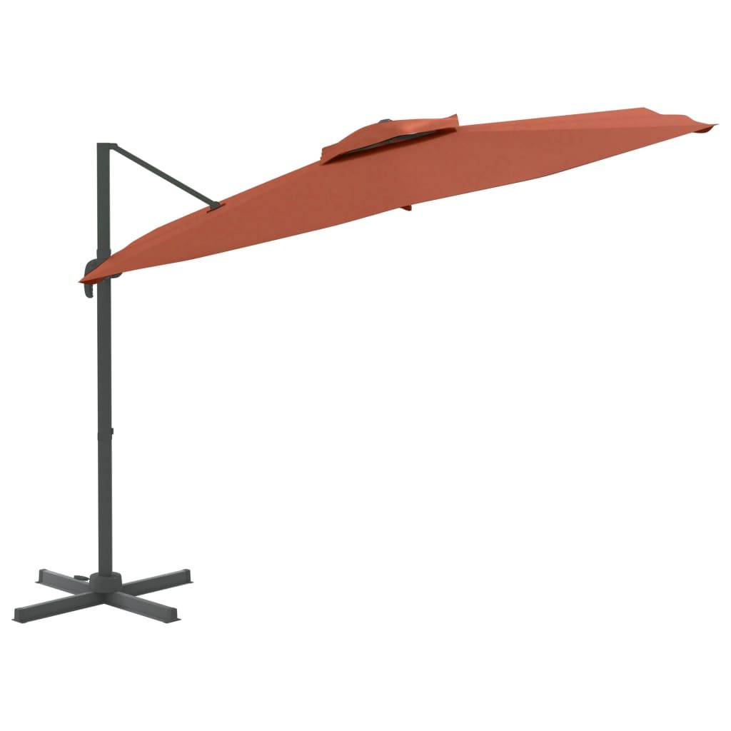 Helloshop26 - Parasol meuble de jardin cantilever à double toit 300 x 300 cm orange - Imagen 2