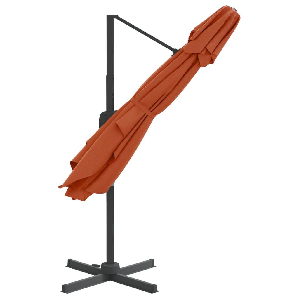 Helloshop26 - Parasol meuble de jardin cantilever à double toit 300 x 300 cm orange - Imagen 4