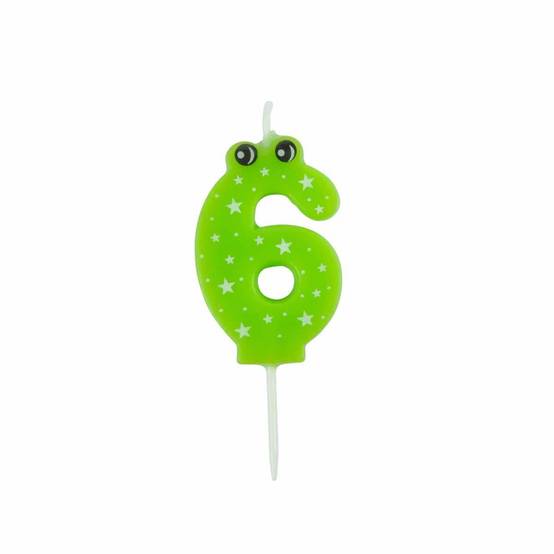 Bougie d'Anniversaire "Chiffre 6" 5cm Vert - Image 1