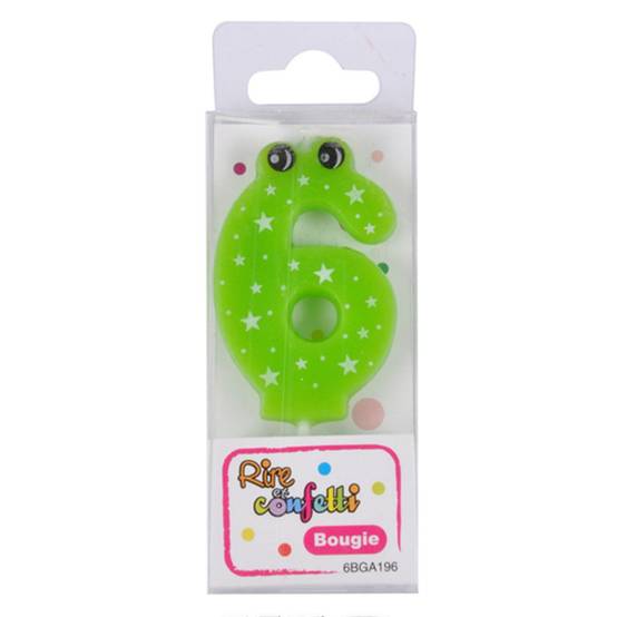 Bougie d'Anniversaire "Chiffre 6" 5cm Vert - Image 2
