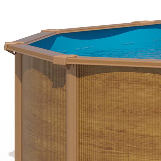 Piscine hors sol acier ovale 7,60 x 4,55 x 1,32 m aspect bois OSMOSE - Image 3
