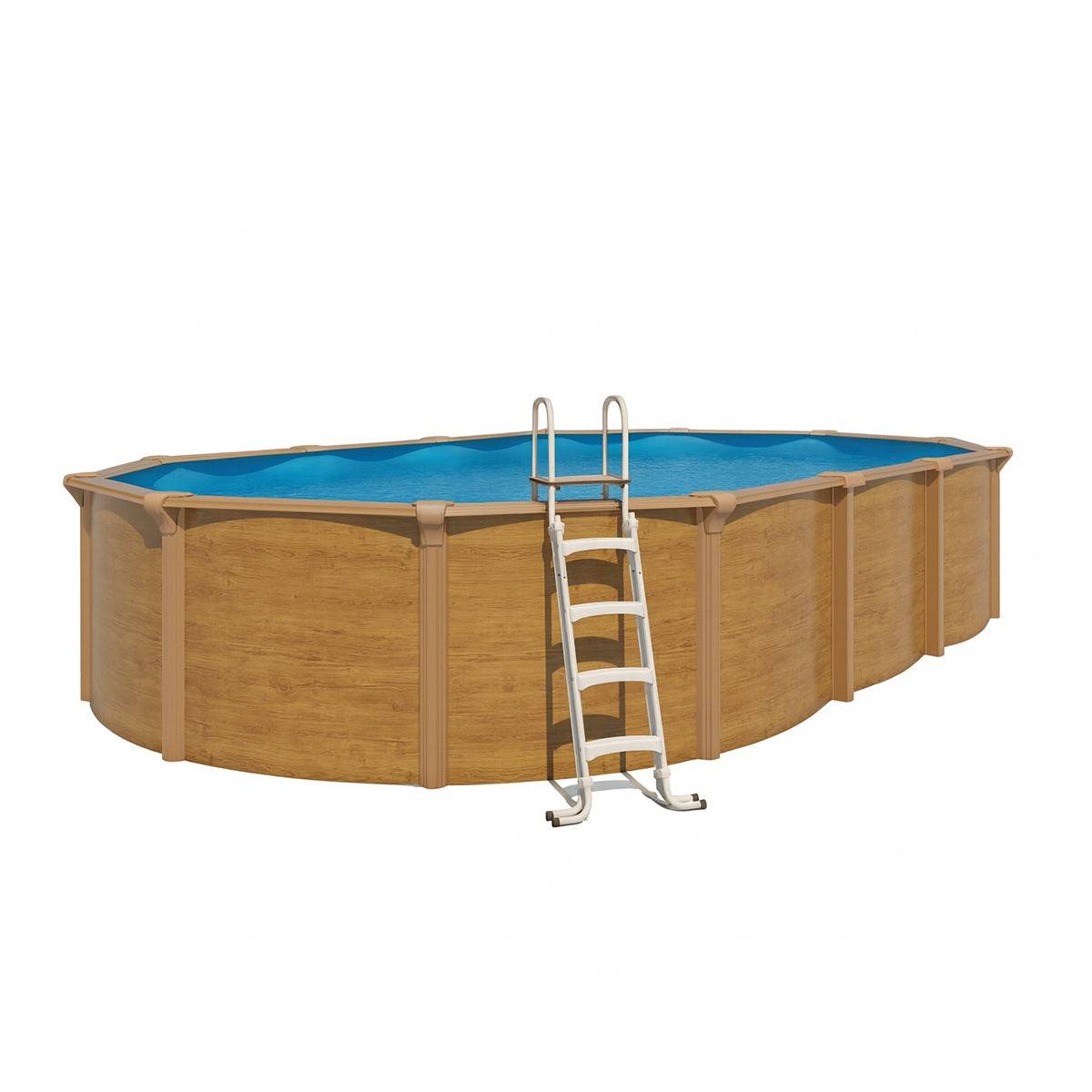Piscine hors sol acier ovale 7,60 x 4,55 x 1,32 m aspect bois OSMOSE - Image 1
