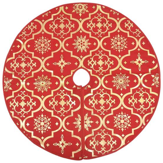 Jupe de sapin de Noël - Robe de sapin - Tapis de sapin de luxe avec chaussette Rouge 150cm Tissu - Image 3