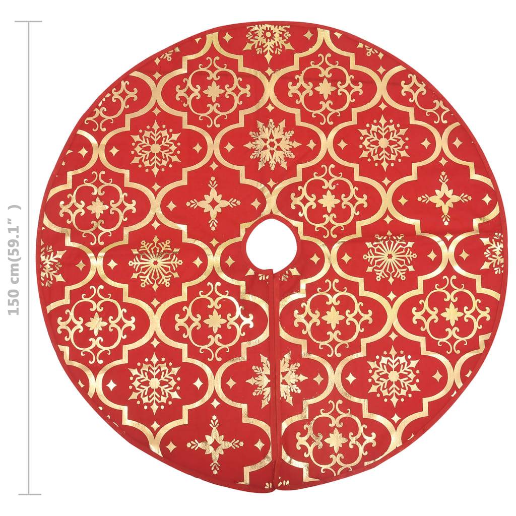 Jupe de sapin de Noël - Robe de sapin - Tapis de sapin de luxe avec chaussette Rouge 150cm Tissu - Image 8