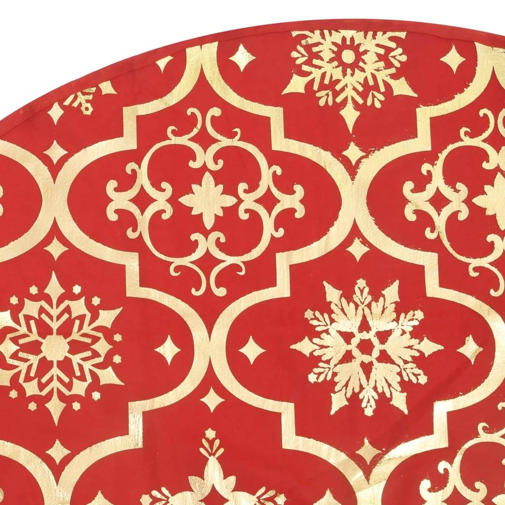 Jupe de sapin de Noël - Robe de sapin - Tapis de sapin de luxe avec chaussette Rouge 150cm Tissu - Image 6