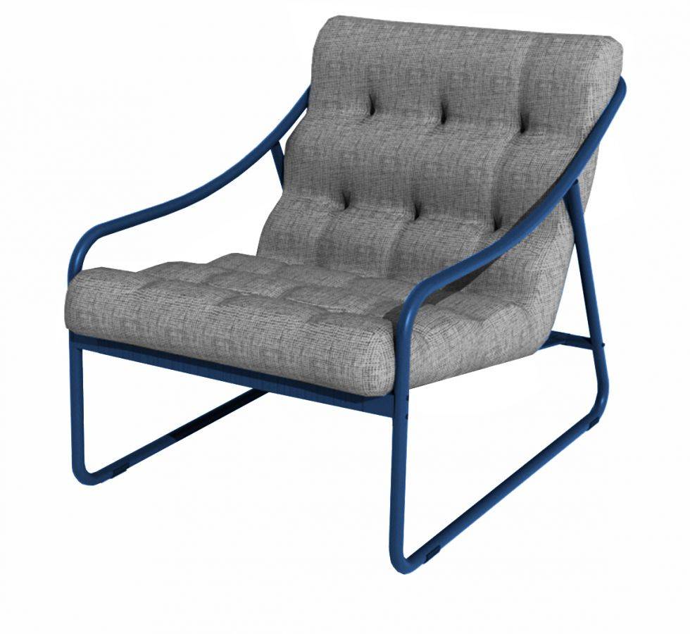 Proloisirs - Fauteuil relax Bord'eau en aluminium/TPEP avec coussin - bleu/chiné gris PROLOISIRS