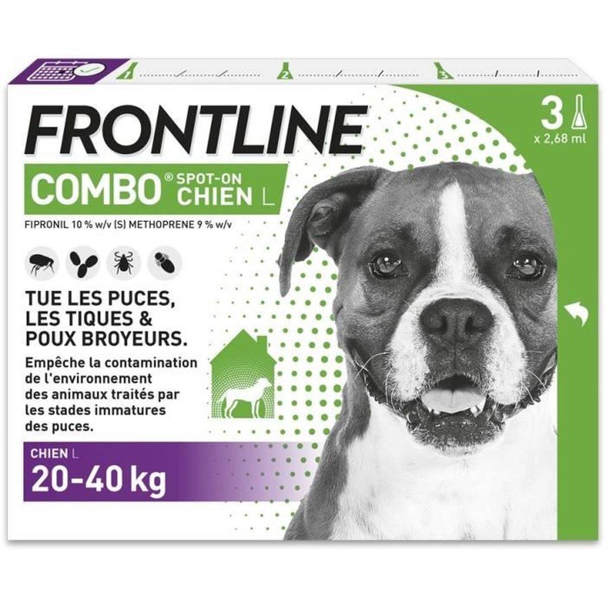 Frontline - Frontline Combo perro spot-on 20 a 40 kg, 3 pipetas de 2,68 ml - FRONTLINE - Imagen 1