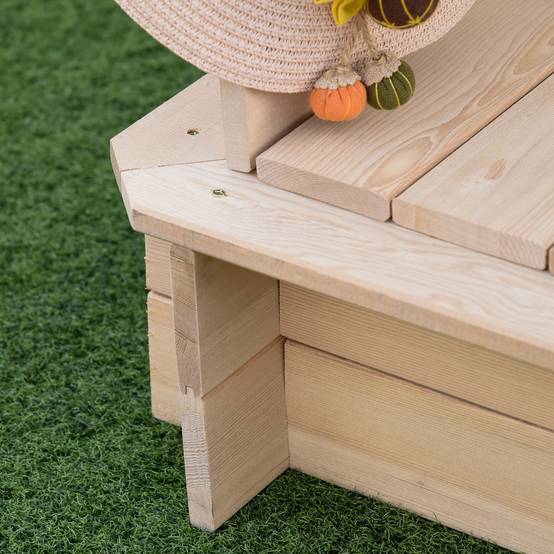 Bac à sable carré en bois pour enfants dim. 106L x 106l cm avec bancs et couvercle - auvent réglable - Image 10