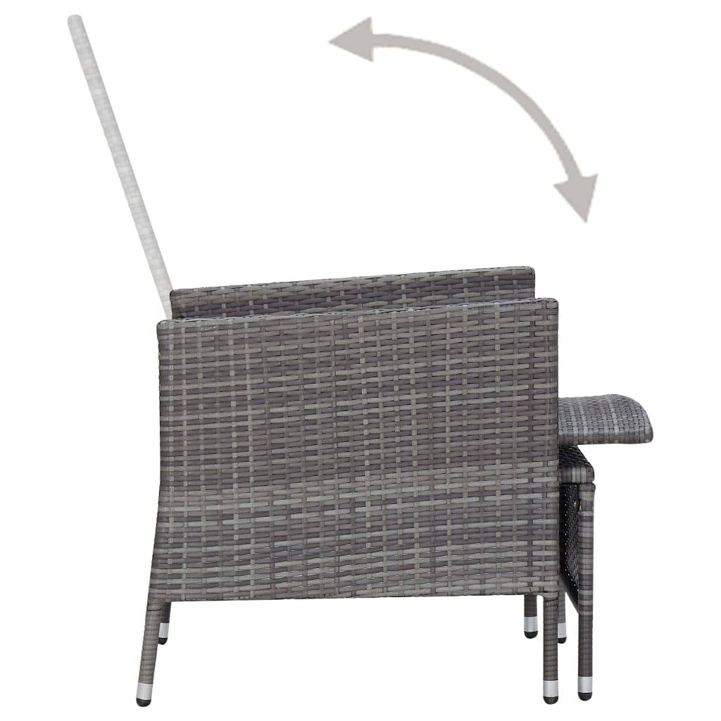 Fauteuil de Jardin Inclinable Résine Tressée avec Table Basse Gris – ComfortXL Outdoor Living - Image 6