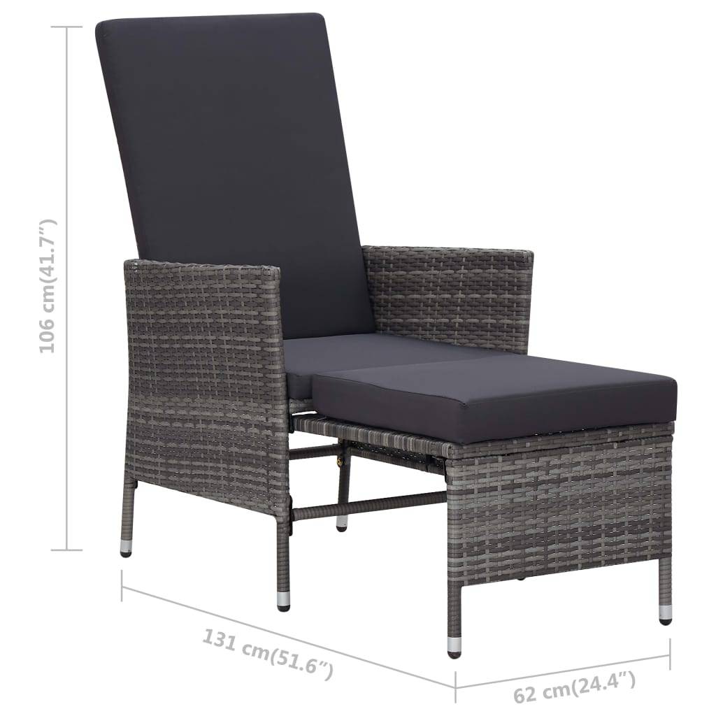 Fauteuil de Jardin Inclinable Résine Tressée avec Table Basse Gris – ComfortXL Outdoor Living - Image 4