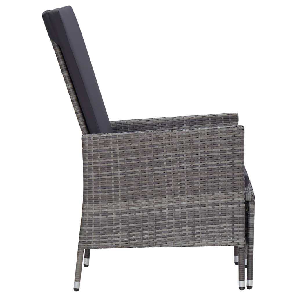 Fauteuil de Jardin Inclinable Résine Tressée avec Table Basse Gris – ComfortXL Outdoor Living - Image 5