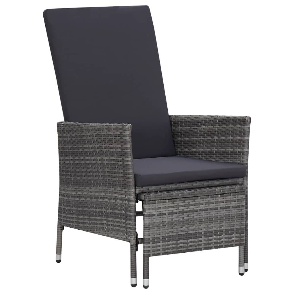 Fauteuil de Jardin Inclinable Résine Tressée avec Table Basse Gris – ComfortXL Outdoor Living - Image 2