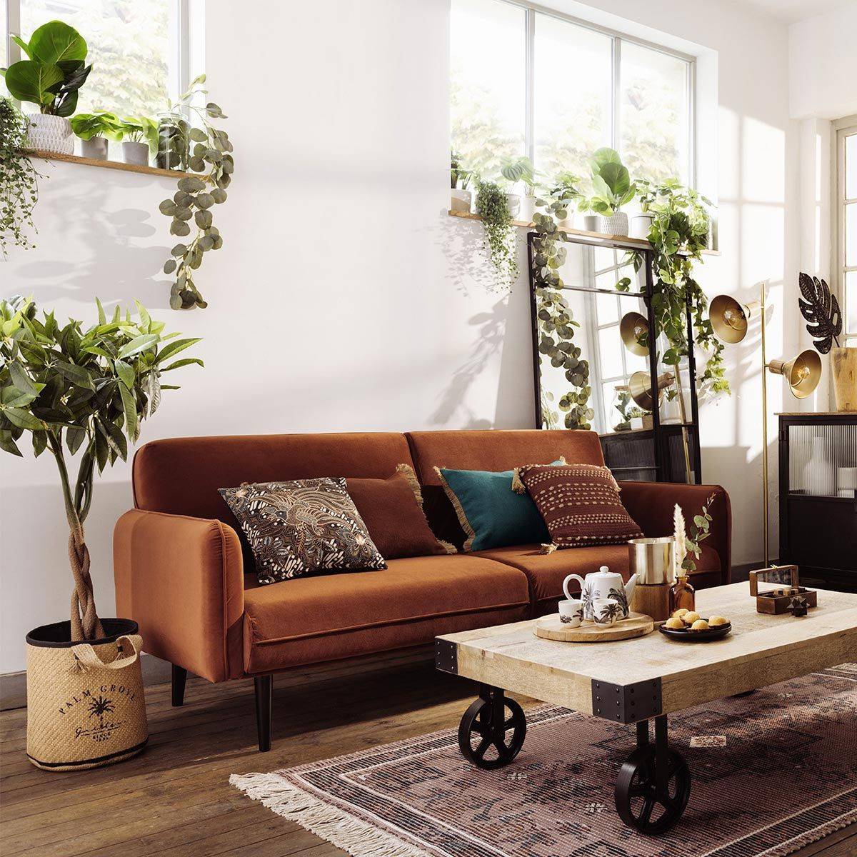 Lot de 3 Paniers de rangement avec doublure tissu et poignées en jute - Imagen 7