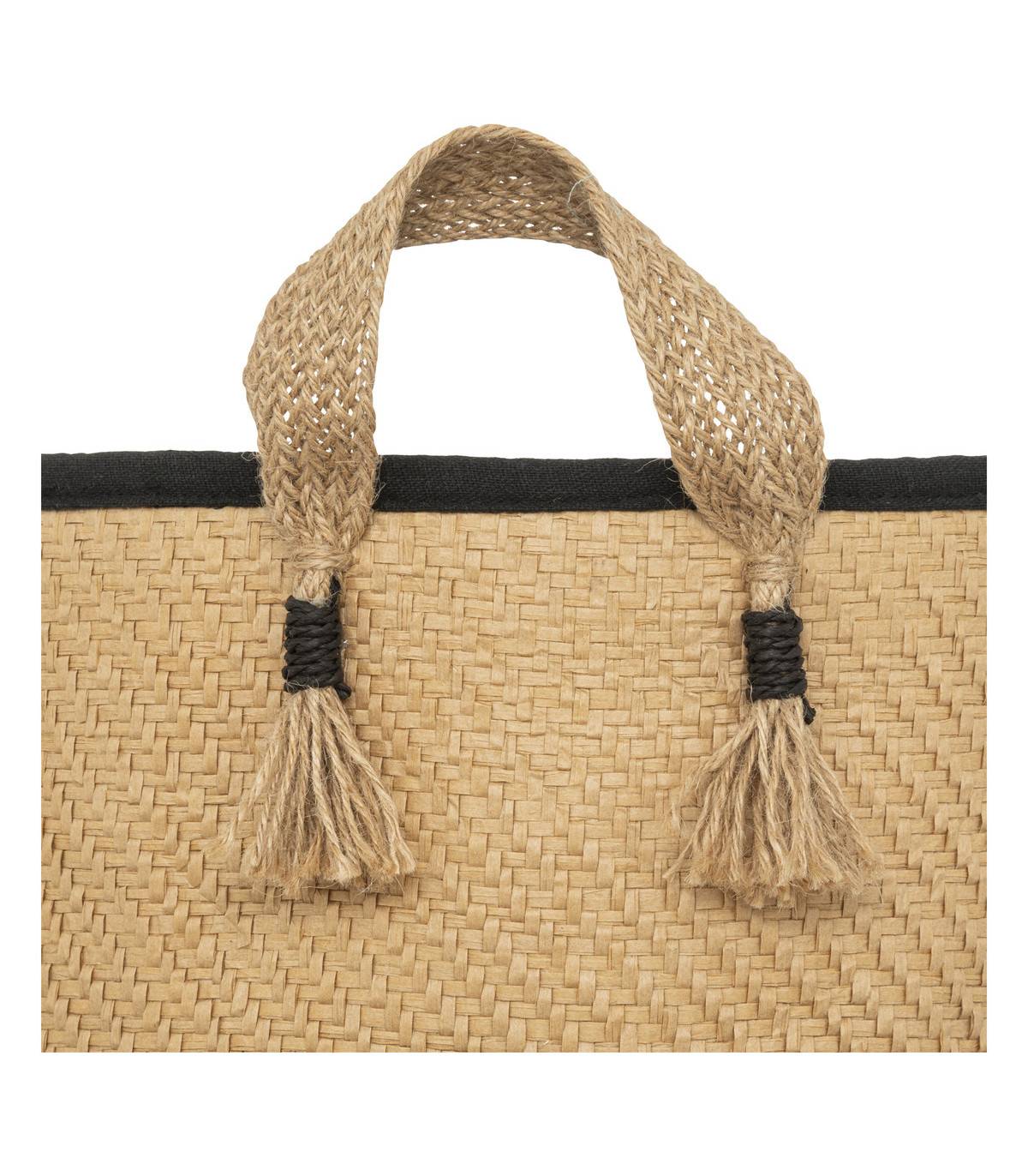 Lot de 3 Paniers de rangement avec doublure tissu et poignées en jute - Imagen 2