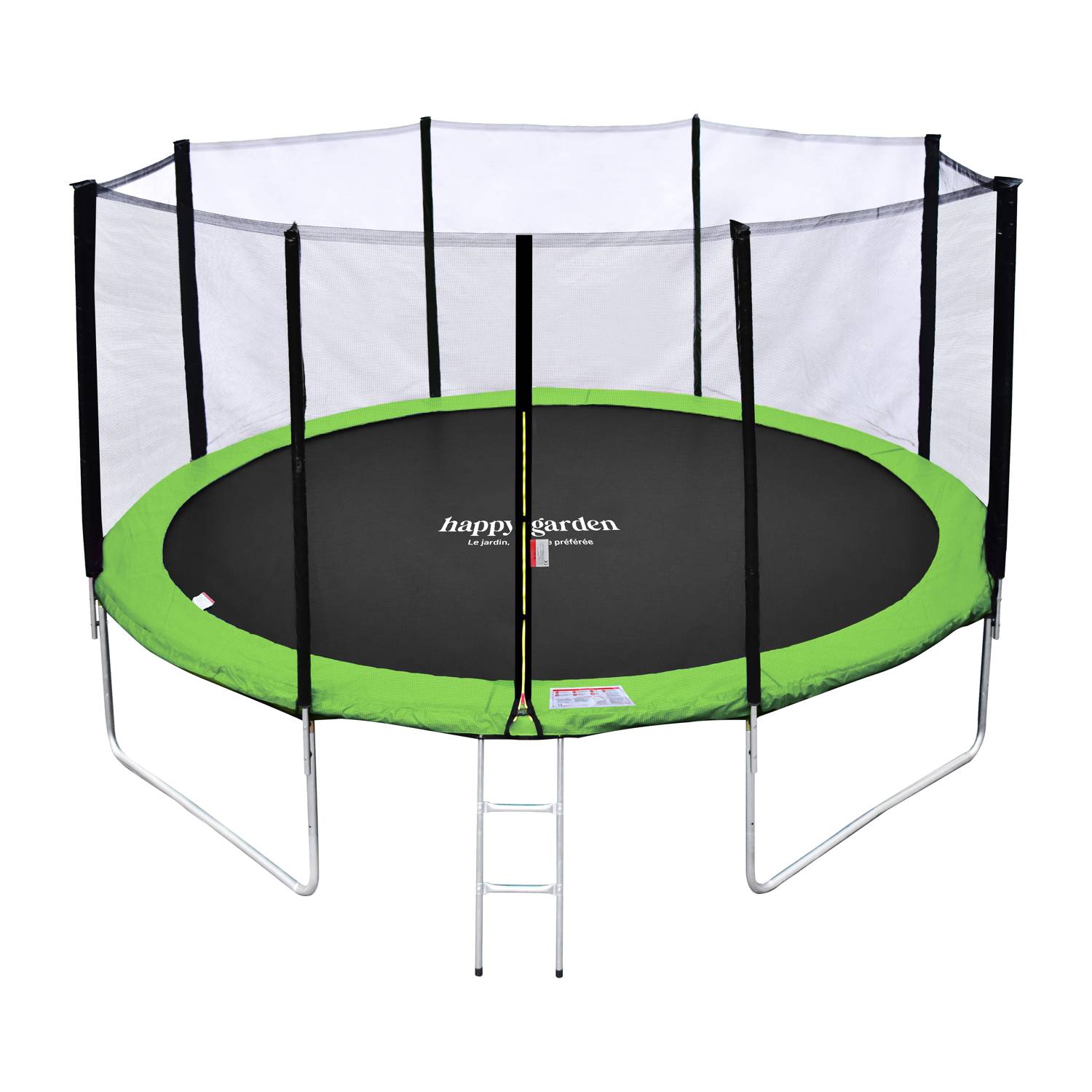 Happy Garden - Pack Premium Trampoline 370cm réversible vert / bleu PERTH + filet, échelle, bâche et kit d'ancrage - HAPPY GARDEN - Imagen 1