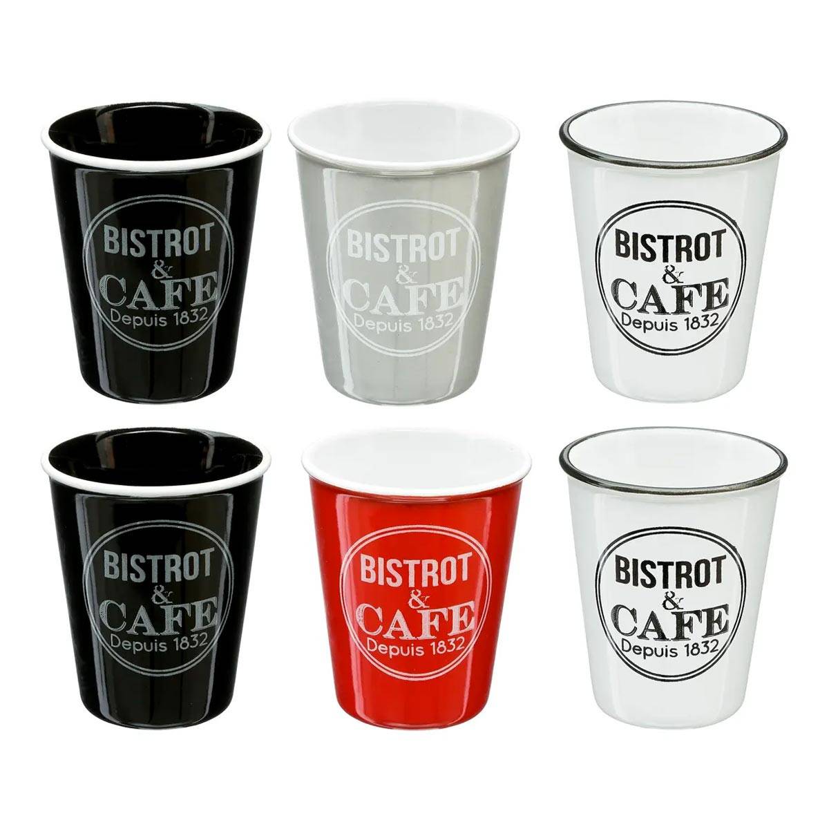 Coffret 6 Tasses "Bistrot" 10cl Multicolore - Image 1