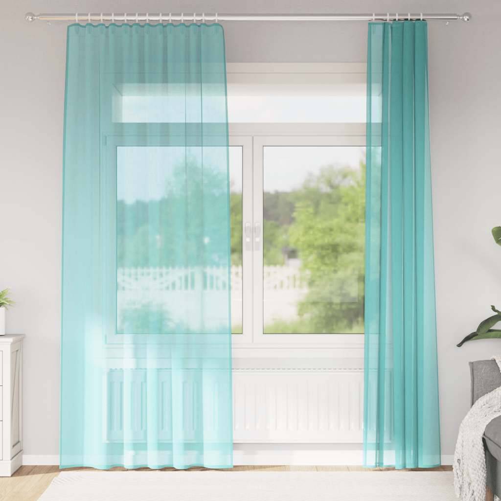 Beautissu Lot de 2 Rideaux - Rideau Therique oeillet Turquoise Aelie