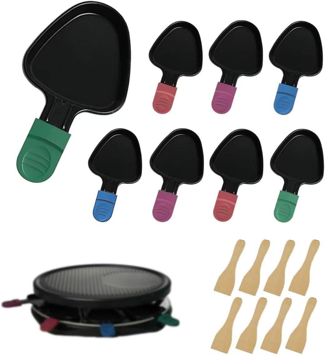 Lot de 8 poêlons à raclette antiadhésifs multicolores